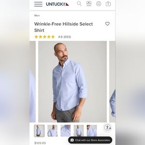 UNTUCKit Wrinkle Free Hillside Shirt Blue Men's Size XL Like New! 100% Cotton